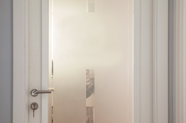 Modern White Doors with White Mat Glass