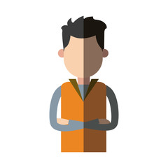 man wear vest crossed arms clothes casual vector illustration