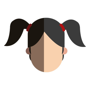 faceless head girl child ponytails people image vector illustration