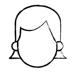 faceless head girl female people sketch vector illustration