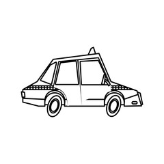 taxi car transport public comic line vector illustration