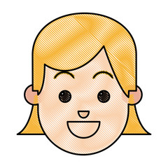 drawing face girl happy expression cartoon vector illustration