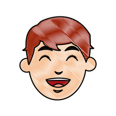drawing face man laughing cartoon vector illustration