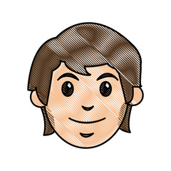 drawing face man smiling young cartoon vector illustration