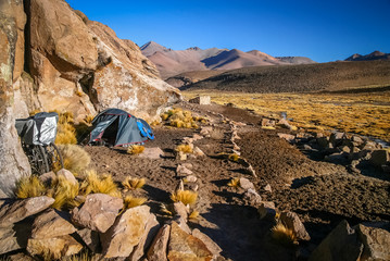 Camping among rocks