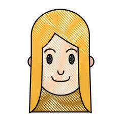 drawing blonde woman head smiling design vector illustration