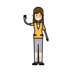 drawing woman stand smiling design vector illustration