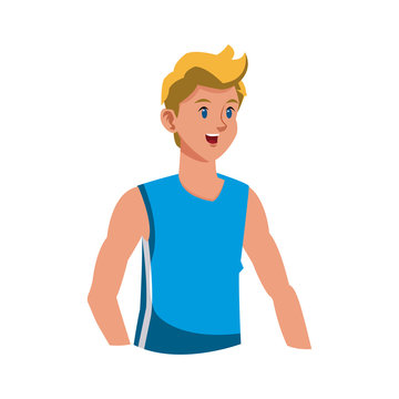 happy man fitness sport training vector illustration