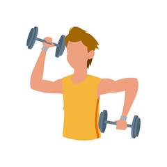 fitness man dumbbell gym sport vector illustration
