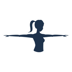 silhouette sport girl fitness open arms vector illustration