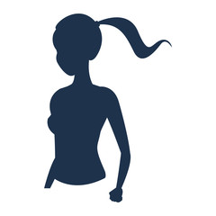 silhouette sport girl fitness athletic active vector illustration