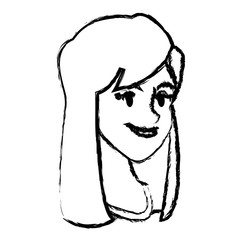 head girl smile character sketch vector illustration