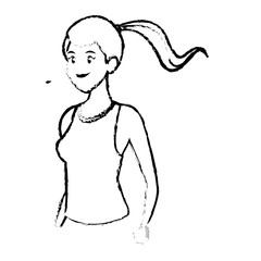 sketch sport girl healthy lifestyle design vector illustration