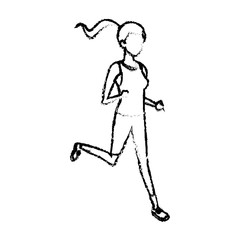 Fototapeta na wymiar sketch sport girl healthy lifestyle design vector illustration