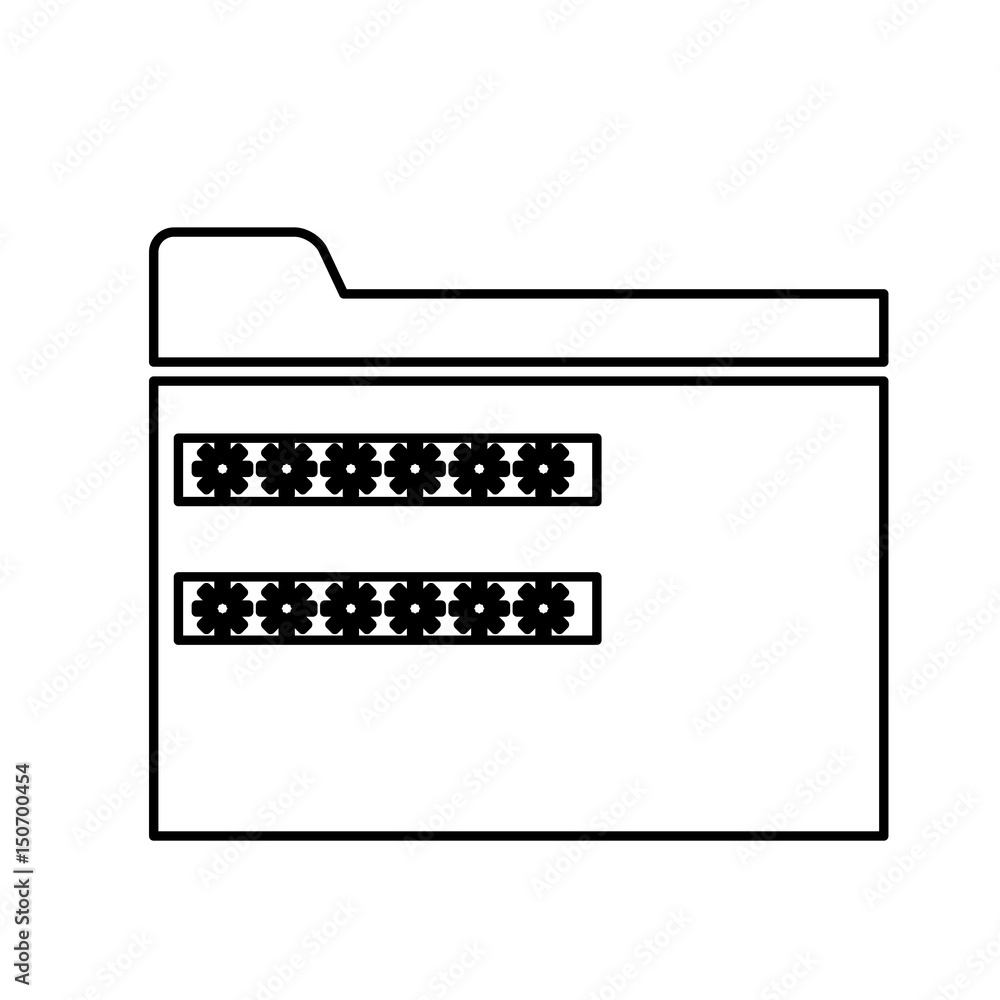 Poster password security system file protection line vector illustration