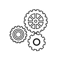 gear work mechanical cooperation line vector illustration