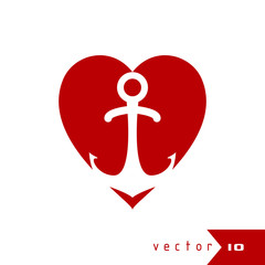 Anchor heart love vector illustration