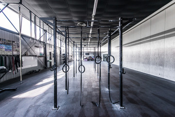 straight view crossfit gym with sun