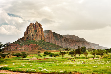 Fototapeta na wymiar Landscape shot in Tigray province, Ethiopia, Africa