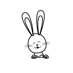 cute easter bunny funny animal line vector illustration