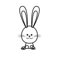 cute easter bunny funny animal line vector illustration