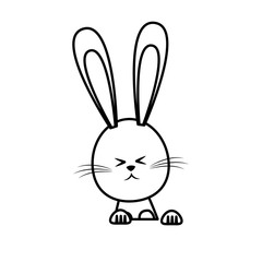 cute easter bunny funny animal line vector illustration