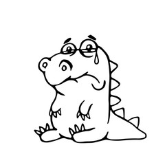 cute sad dragon. vector illustration