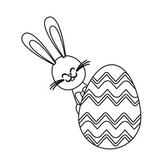 cute easter bunny decoration ornate line vector illustration