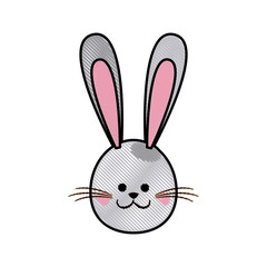 drawing cute head rabbit easter symbol vector illustration