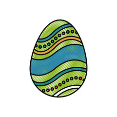 drawing colored easter egg celebration spring party vector illustration