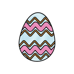 drawing colored easter egg celebration spring party vector illustration