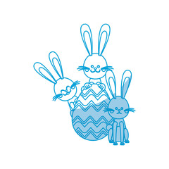 easter rabbits egg decorative celebration vector illustration