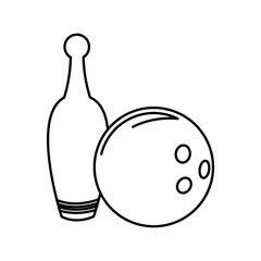 bowling ball and pin game funny line vector illustration