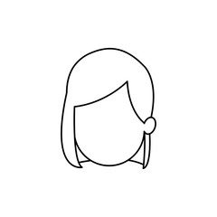 outline head girl character person vector illustration