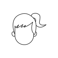 outline head girl character person vector illustration