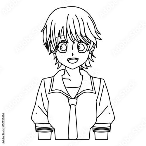 cartoon girl anime character outline vector illustration cartoon girl anime character outline vector illustration