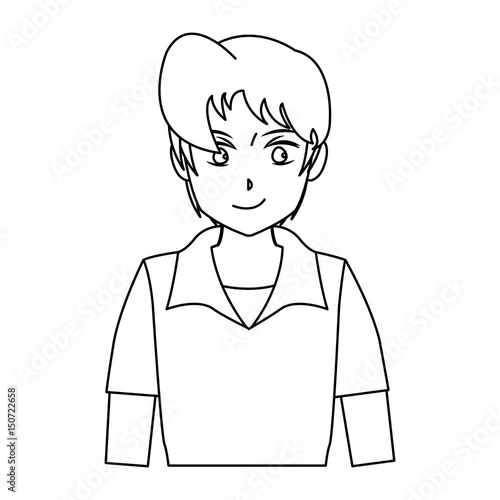 Download "character boy anime teenager outline vector illustration" Stock image and royalty-free vector ...