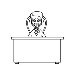 doctor man working desk chair consult line vector illustration