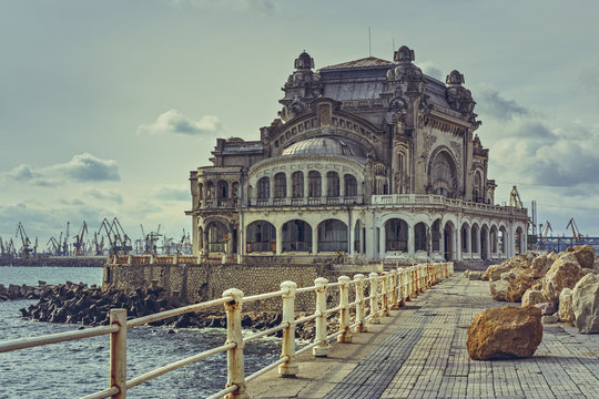 The old Constanta Casino, one of the most representative symbols of the city on the shore of the Black Sea, Romania.