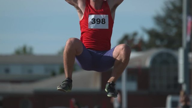 Track Athlete Doing Long Jump In Super Slow Motion, Shot On Phantom Flex 