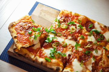 Pizza With Sausages and Pepper