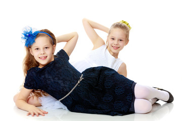 Little Caucasian girl twins.