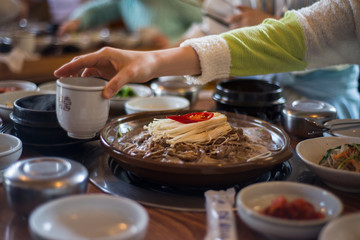 Korean stew at a cozy restaurant