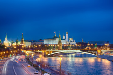 Obraz premium View of Kremlin during blue hour in Moscow, Russia