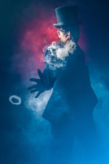 Vape Rings. Vape Man Doing Cloud Tricks