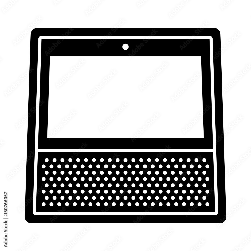 Poster smart speaker personal assistant with screen flat vector icon for apps and websites