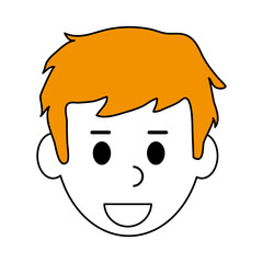 color contour cartoon front view man with blond hair vector illustration