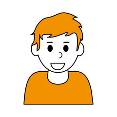 color contour cartoon half body blonded man with t-shirt vector illustration