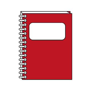 color contour cartoon red notebook spiral closed with label in cover vector illustration