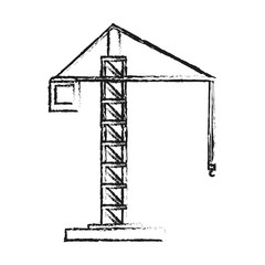 blurred silhouette cartoon tall crane of building vector illustration